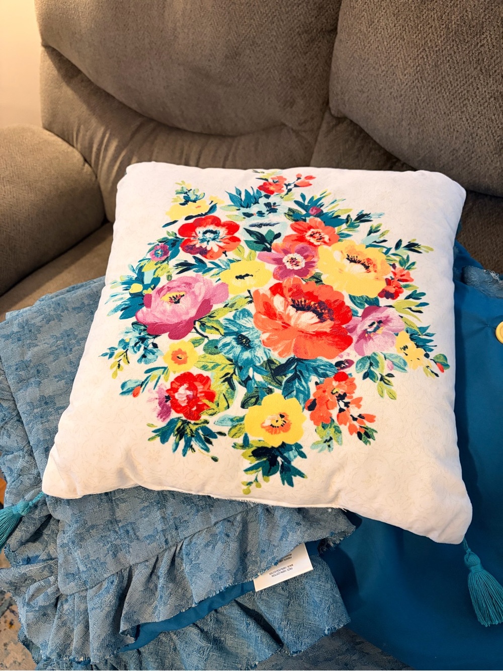 The Pioneer Woman White Floral Bouquet Accent Pillow - Multi